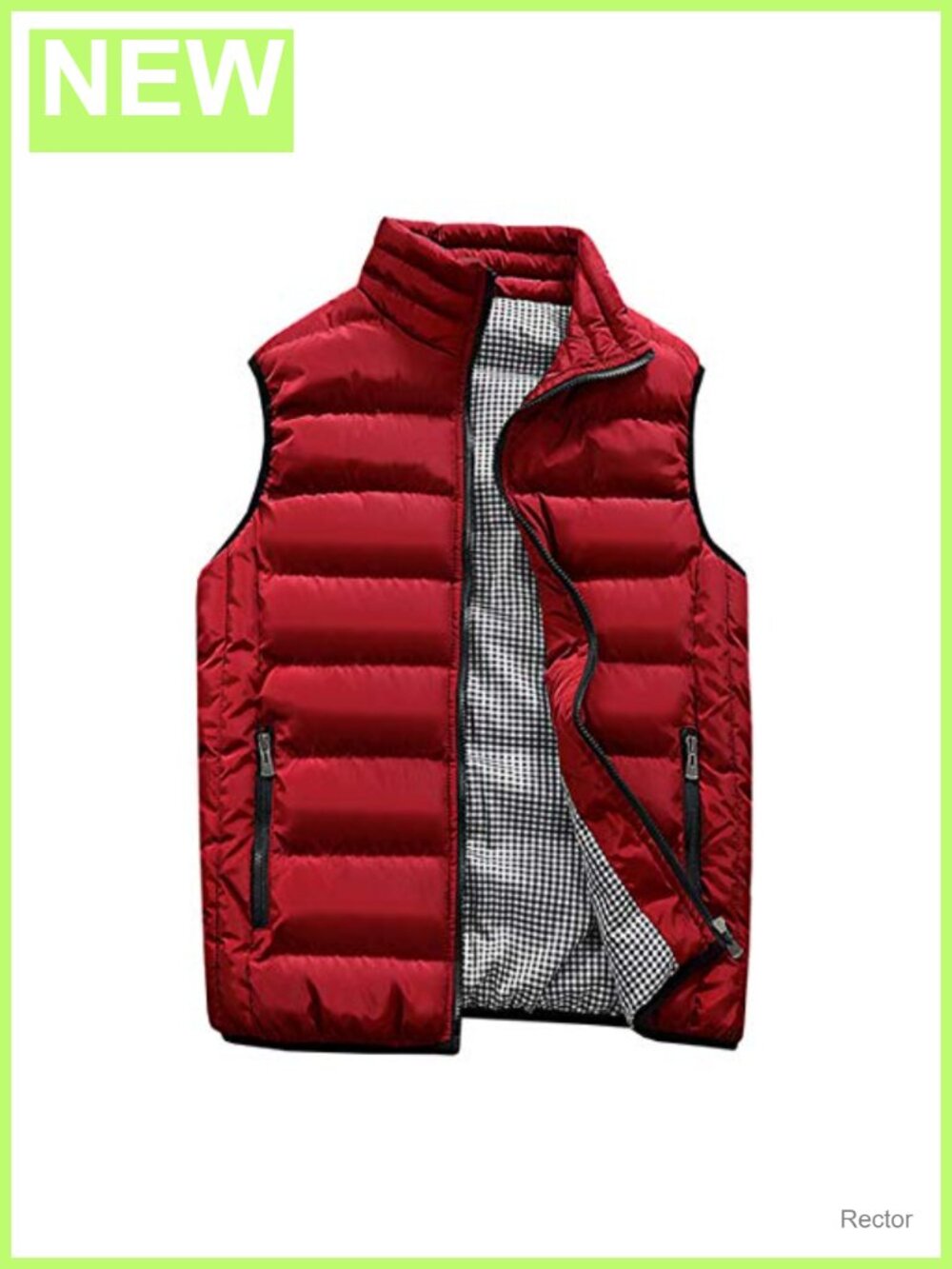 Men's Quilted Padded Vest Stand Collar Outdoor Sleeveless Coat